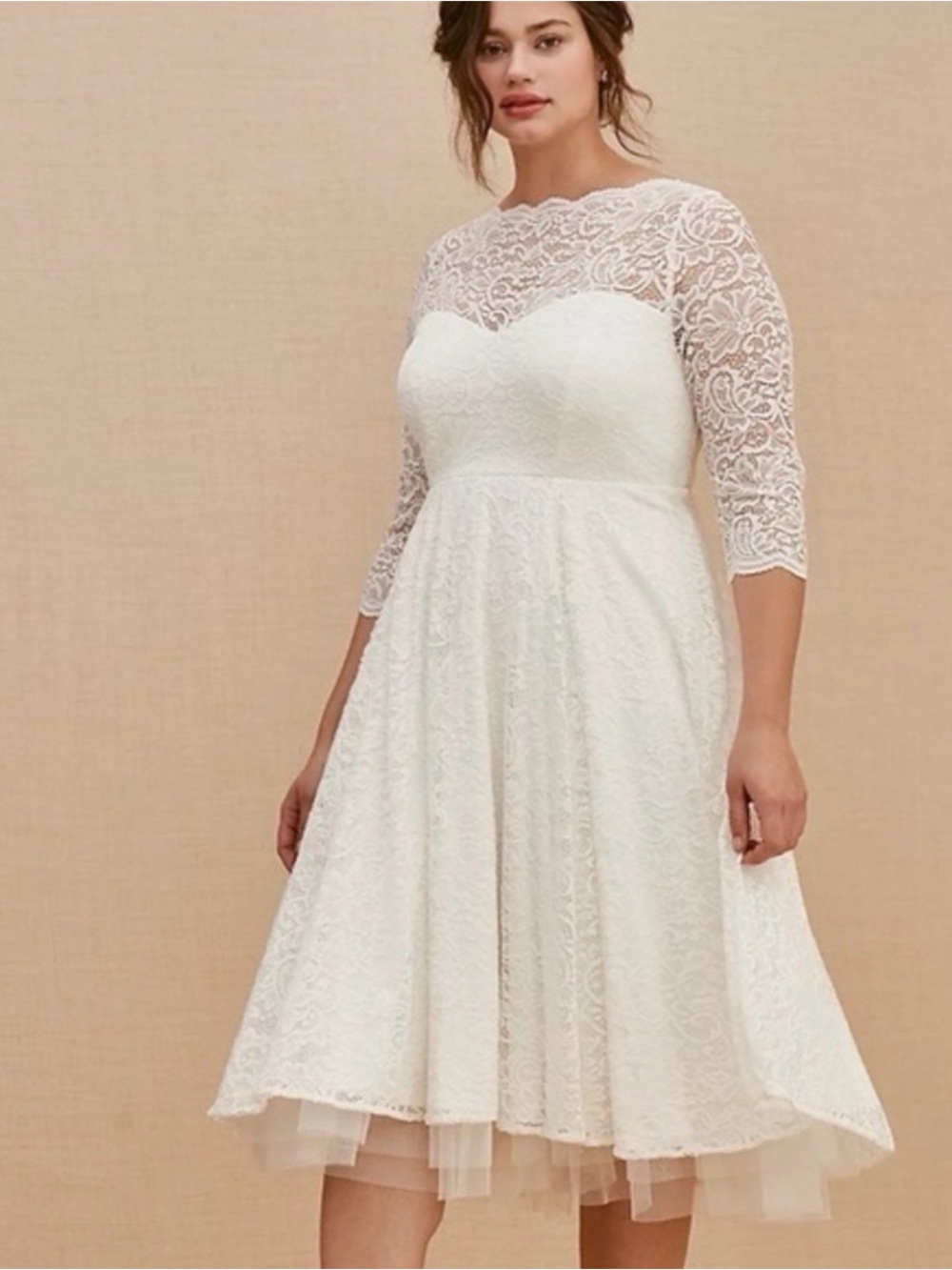 Torrid White Lace Tea-Length Wedding Dress - Size 20